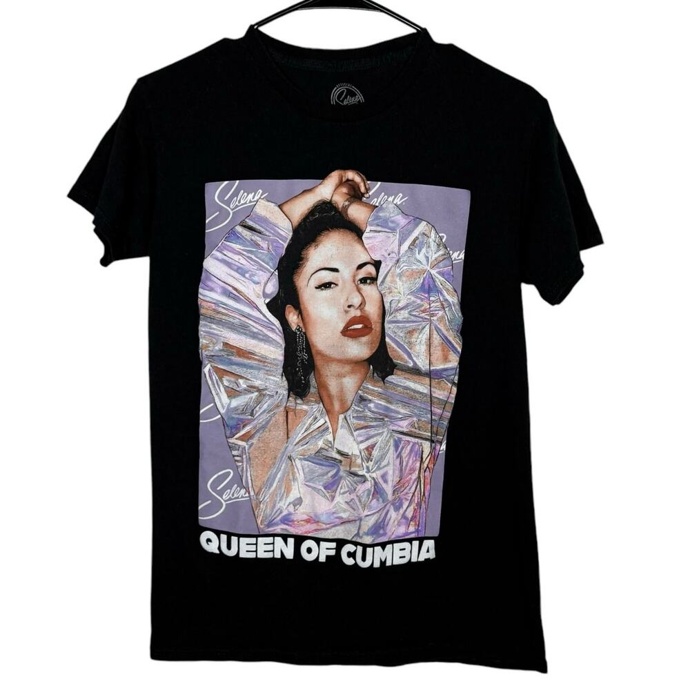 VTG Selena Crew Neck Tee, Short Sleeve T-Shirt 100% Cotton Womens Small, Black